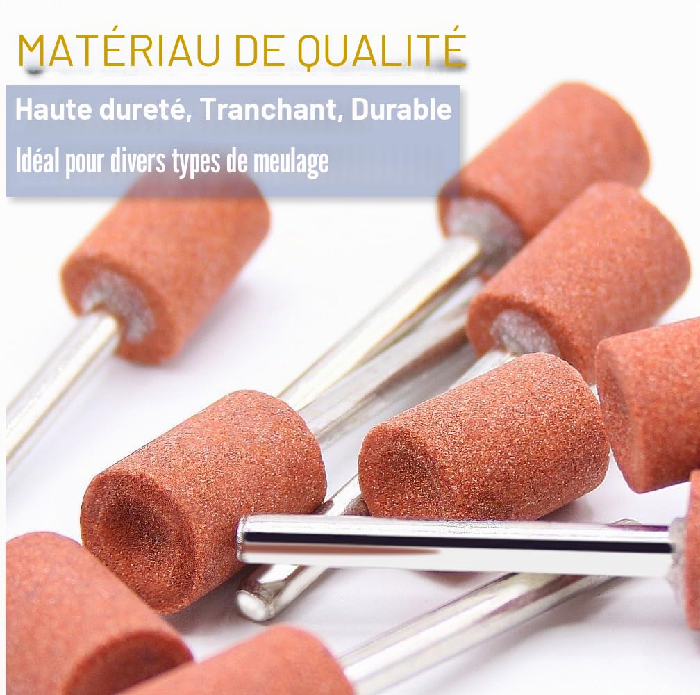 Jeu de 42 Pièces Meule Abrasive pour Qutil Rotatif, Meules en Oxyde d'Aluminium Mèches de Ponçage avec Tige de 1/8" pour Meulage, Polissage Ébarbage métaux,polissage, Forets de Polissage