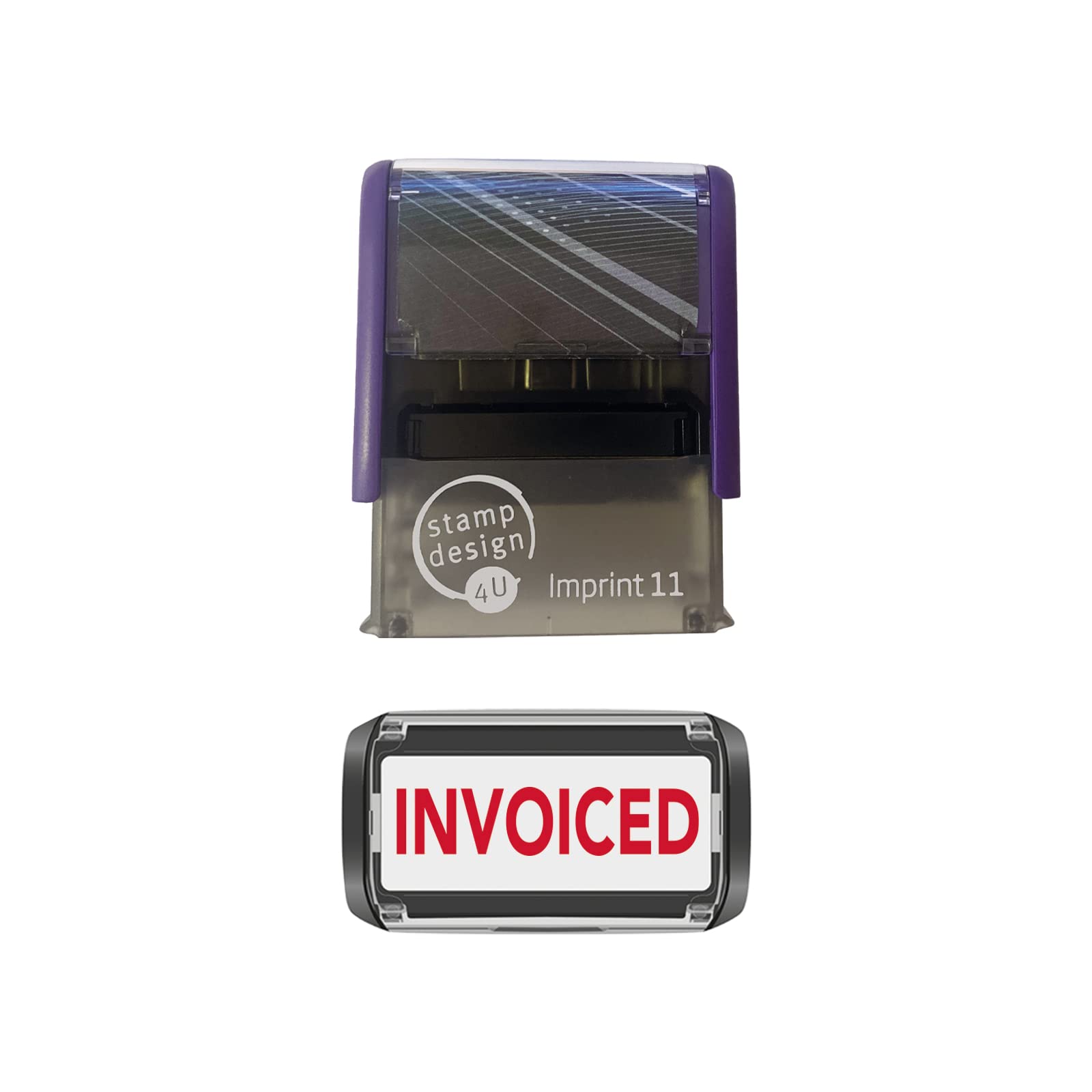 Imprint 11 38 x 14mm INVOICED Self Inking Rubber Stamp in Red Ink Stamp Design 4U