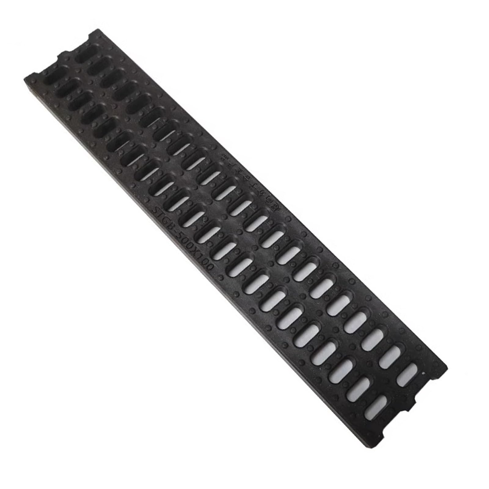Caniveau Exterieur Grille de Drainage à Canal Étroit de 10 cm de Largeur, Plaque de Tranchée de Drainage en PEHD avec Grille, Couvercle de Canal de Drainage de Gouttière pour Le Côté de La Maison