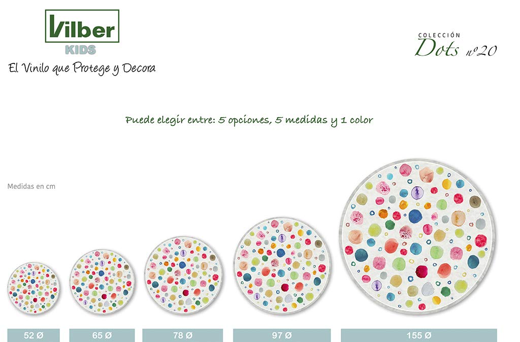 Vilber Kids. Alfombra Vinilo Infantil Multicolor. Dots DU-20. Redonda. Diámetro 97 cm