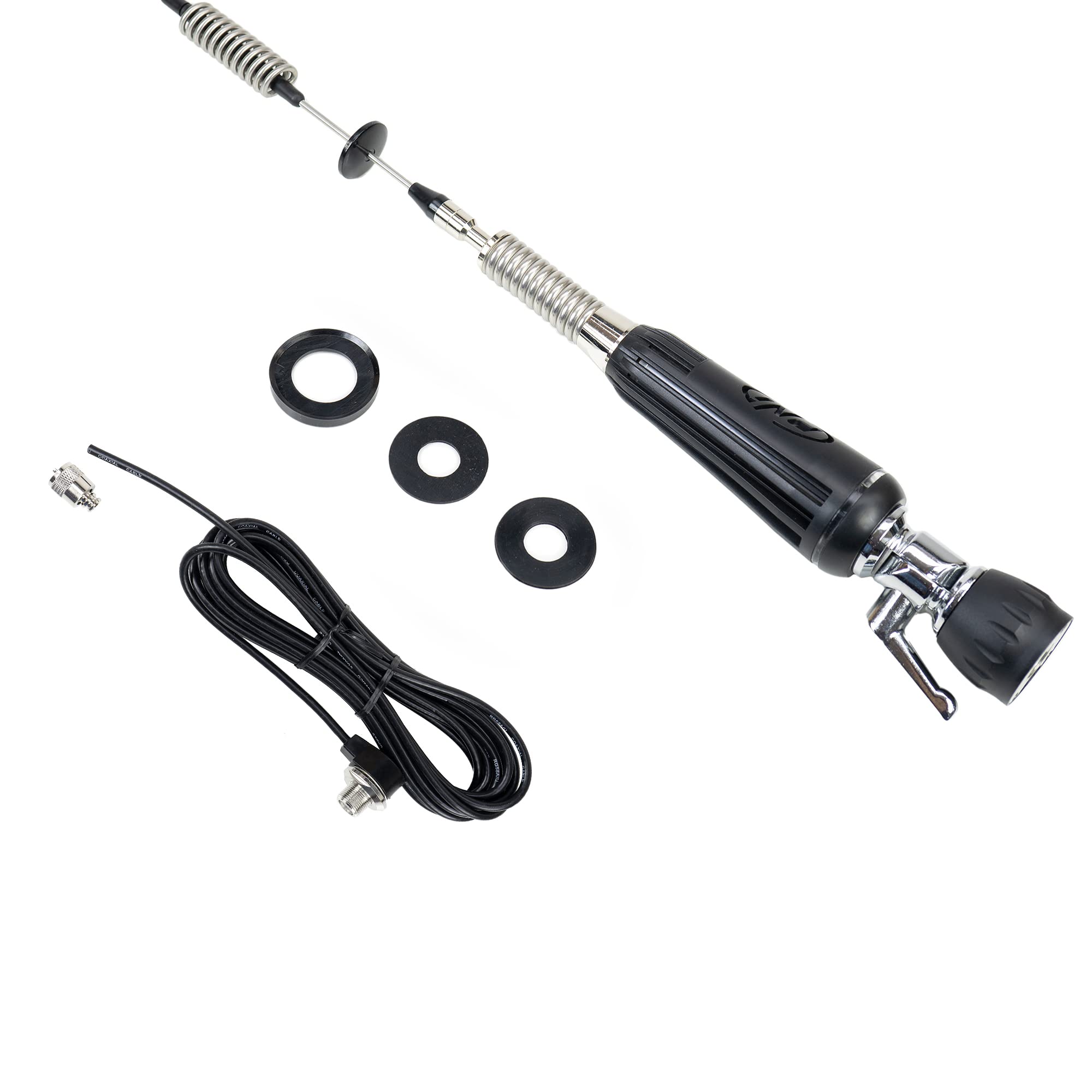Antenna CB PNI LED 850, 85 cm, 300 Watt, pieghevole, illumina durante la trasmissione e cavo di montaggio PNI T601