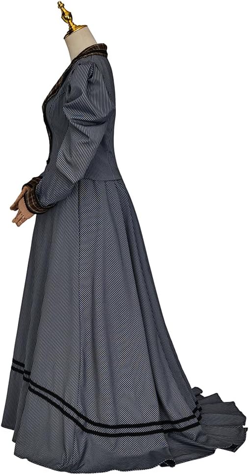 Victorian Edwardian 1890s 1900s Dress Vintage Striped Jacket Skirt Gothic Steampunk Ball Gown Costume for Women