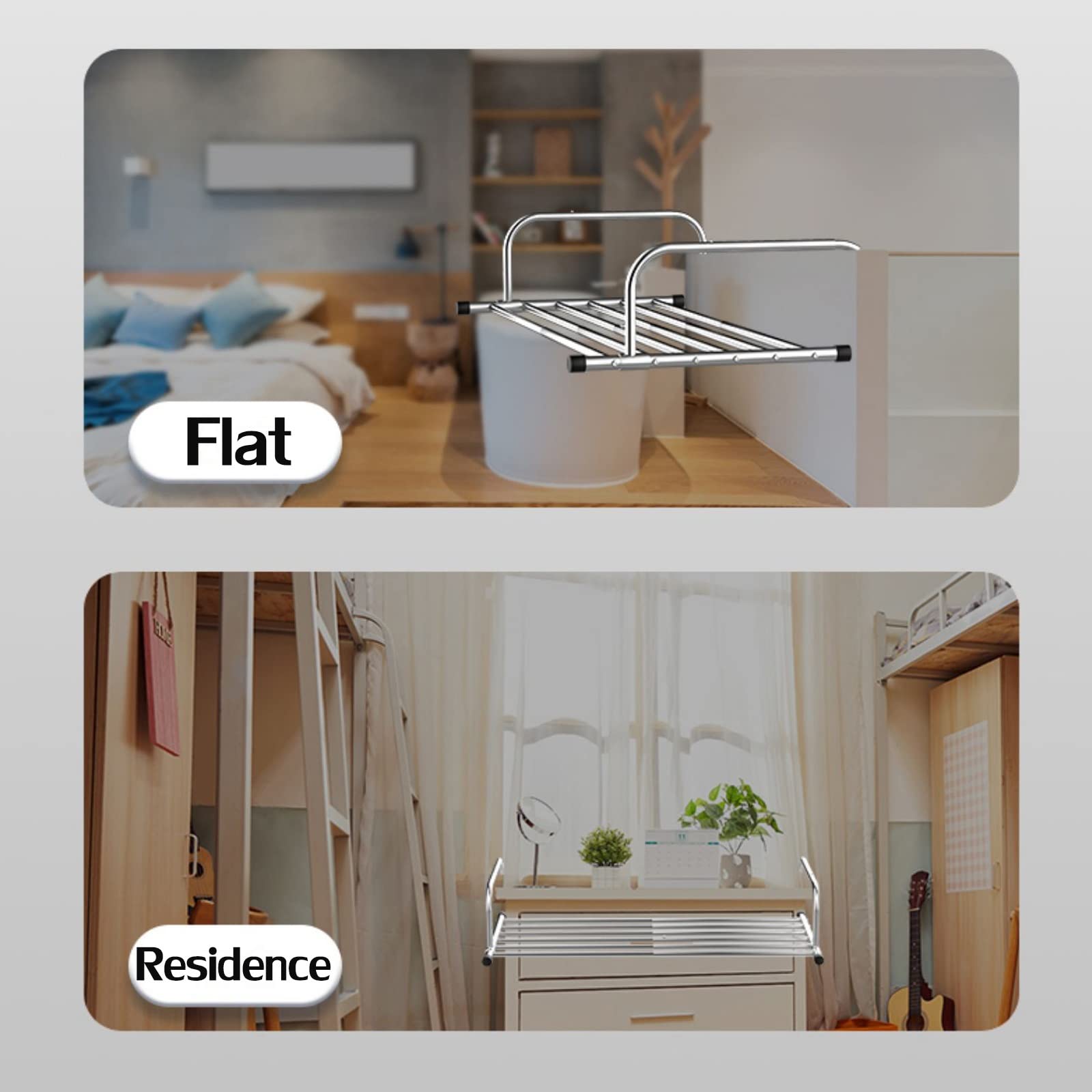 Ausziehbarer Balkon-Wäscheständer, zusammenklappbarer Wäscheständer, Edelstahl-Wäscheständer für den Innen- und Außenbereich und den Balkon, längenverstellbar, platzsparend, an der Wand montierter W
