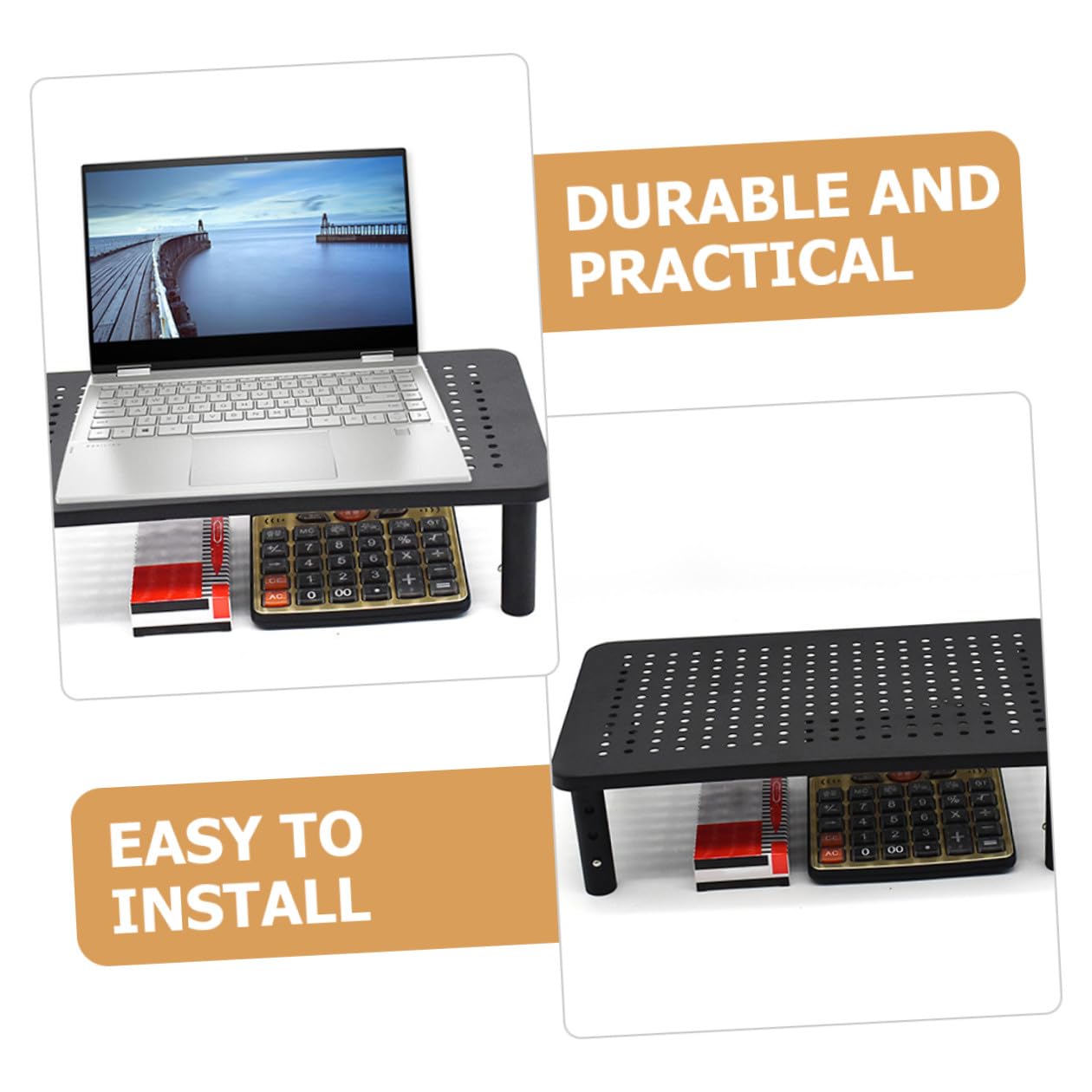 Rehausseur Écran PC avec Ventilation Réglable Hauteurs pour Ordinateur Portable et Moniteur de Bureau Ergonomique