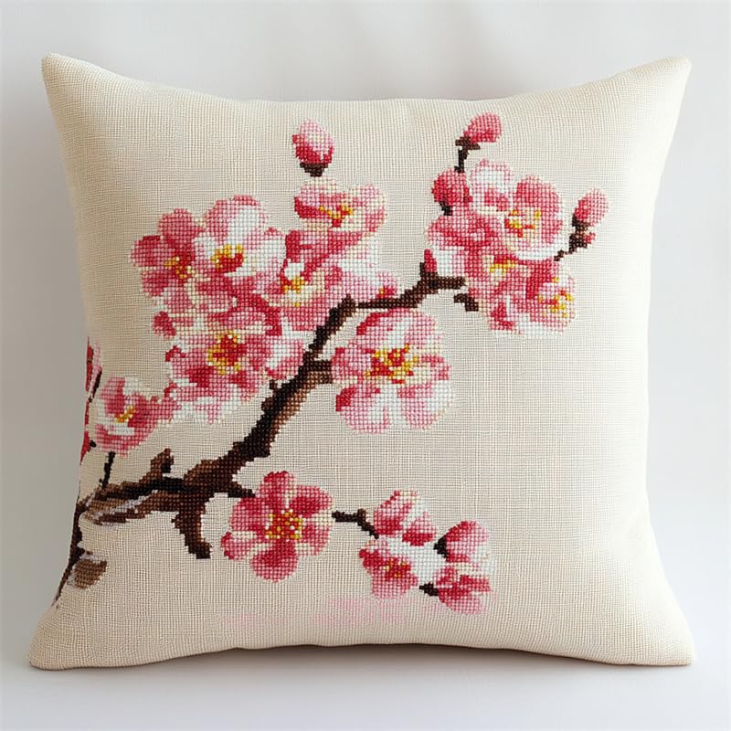 Kit point de croix fleur coussin complet adulte 11CT pour broderie 45x45cm