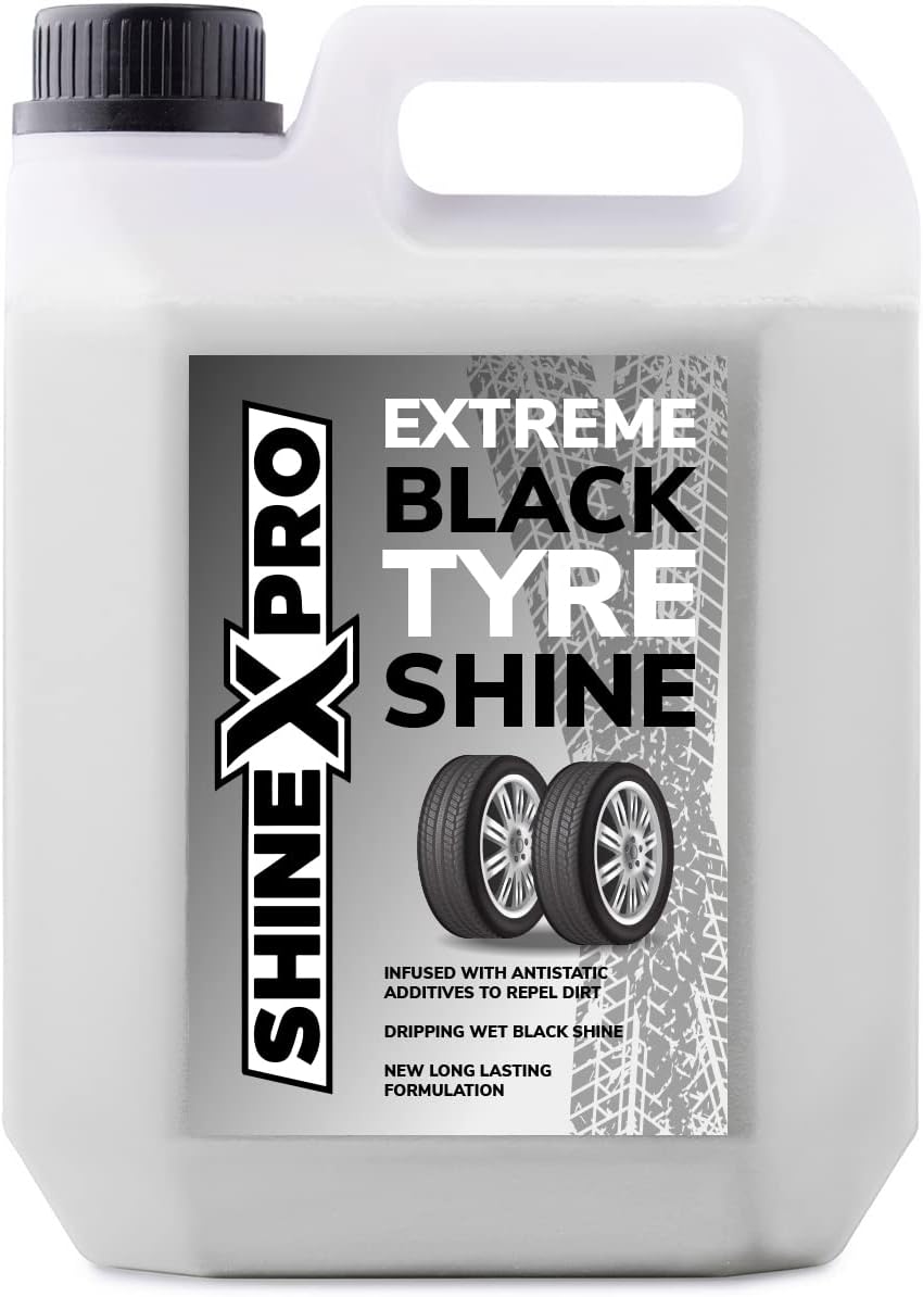 ShineXPro Bike & Car Tyre Polish 2.7L - Extreme Black Tyre Polish Spray with Long Lasting & Dirt Repellent Formulation - Ultra Wet Tyre Shiner for Car - Non-Greasy, Restores Faded Tyres
