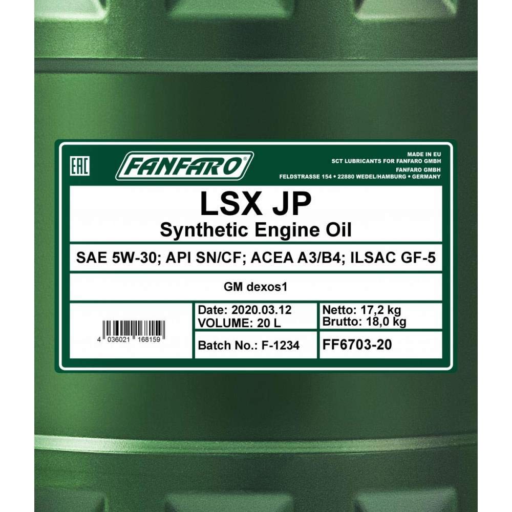 Fanfaro LSX JP 5W-30 Motoröl 5L + Motor Doctor & Flush | Synthetisch, API SN/CF