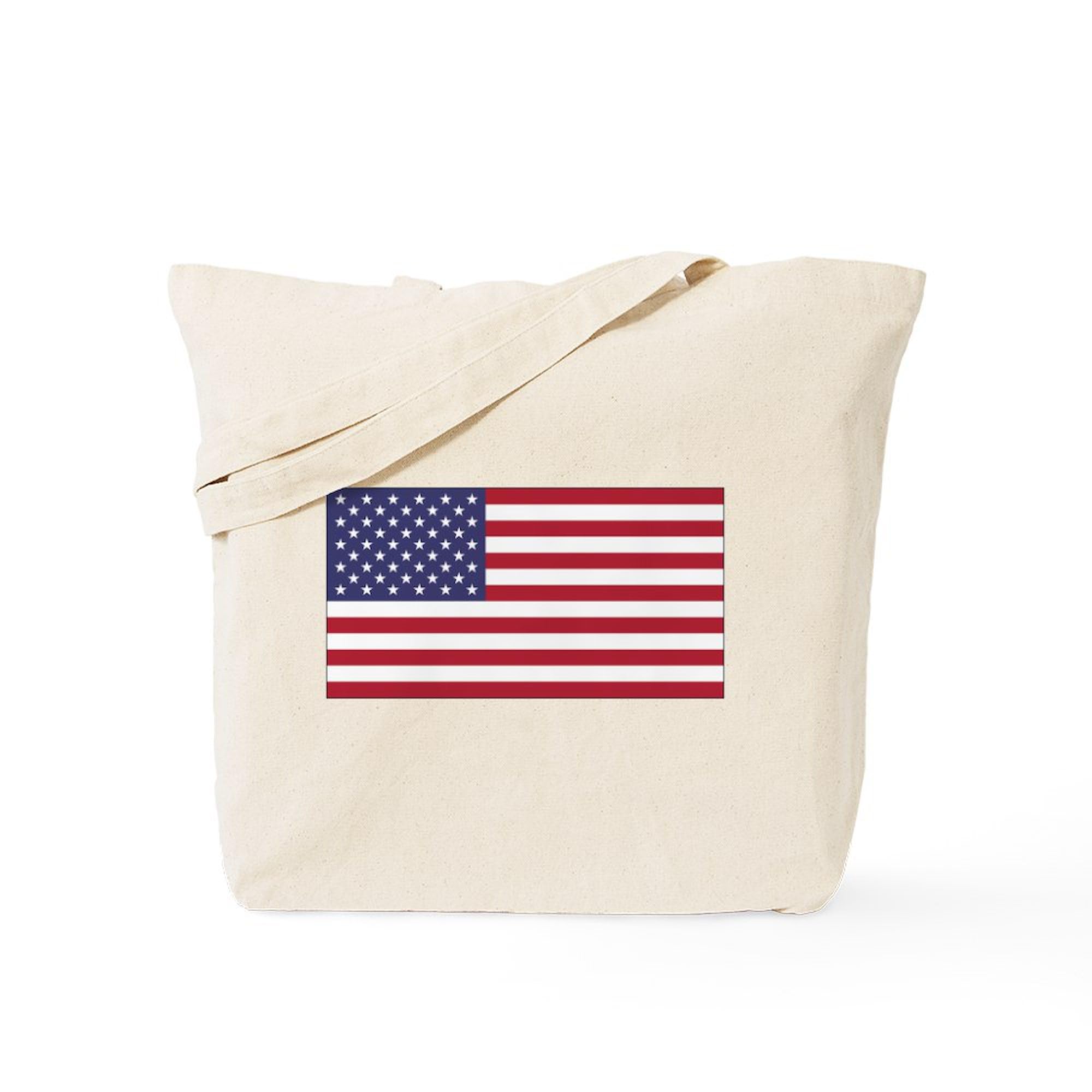 CafePress American Flag Tote Bag Natural Canvas Tote Bag, Reusable Shopping Bag