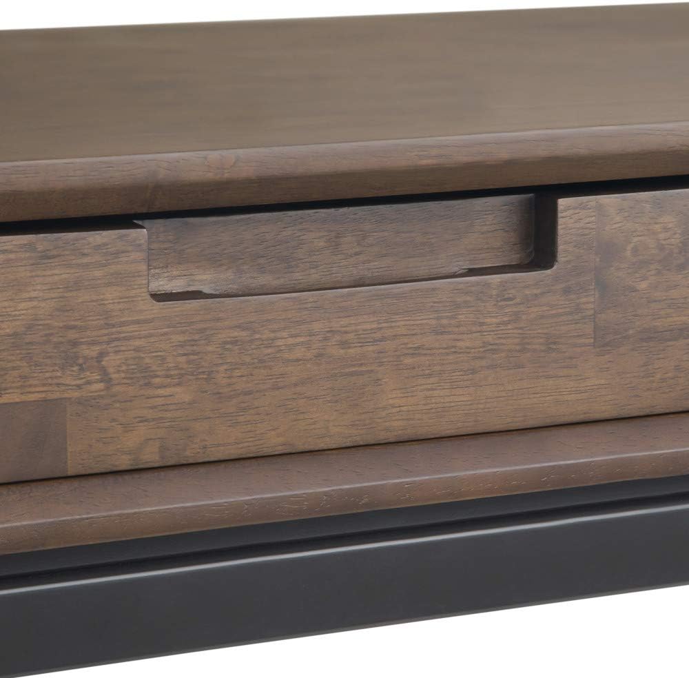 SIMPLIHOME Banting SOLID WOOD and Metal Modern Industrial 72 inch Wide Home Office Desk, Writing Table, Workstation, Study Table Furniture in Walnut Brown with 2 Drawerss : Home & Kitchen