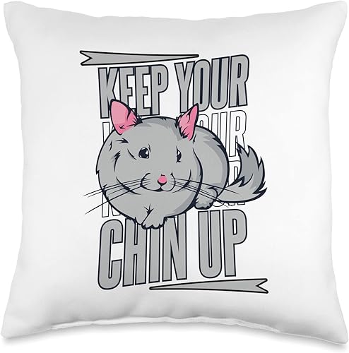Toys Chinchilla Cage Plush Stuffed Animal Gifts Keep Your Chin Up Chinchillidae - Almohada Chinchilla de cola larga, 16 x 16 pulgadas, multicolor