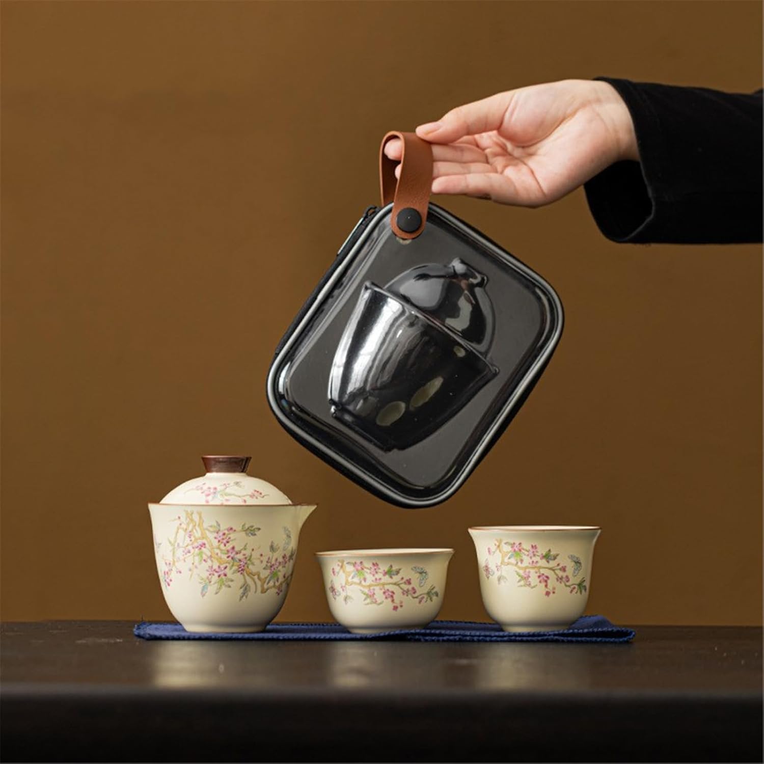 Handmade Silver Tea Set - Ceramic Gaiwan and Cup Kit with Packaging-set4