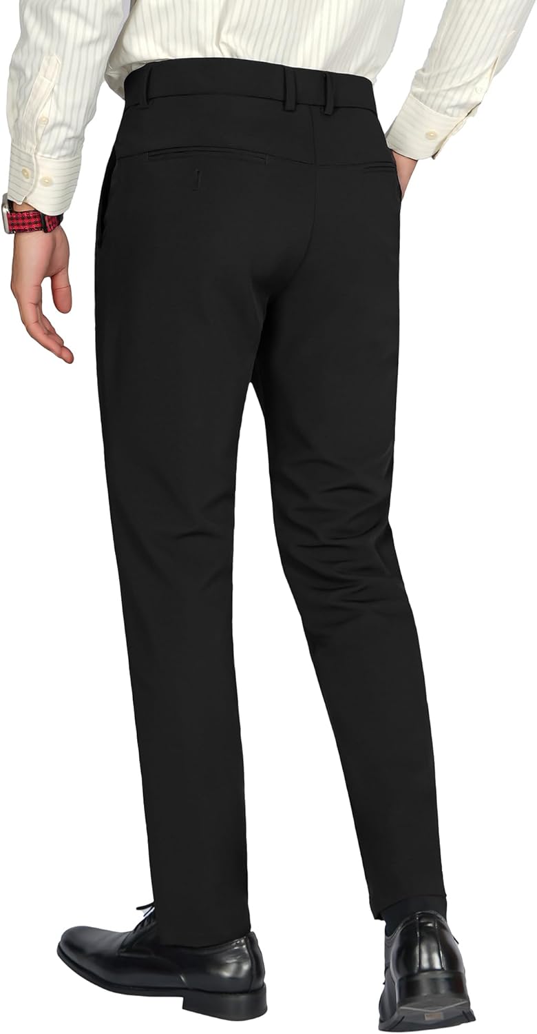 Plaid&Plain Men's 4-Way Flex Stretch Slim Fit Dress Pants - Image 5