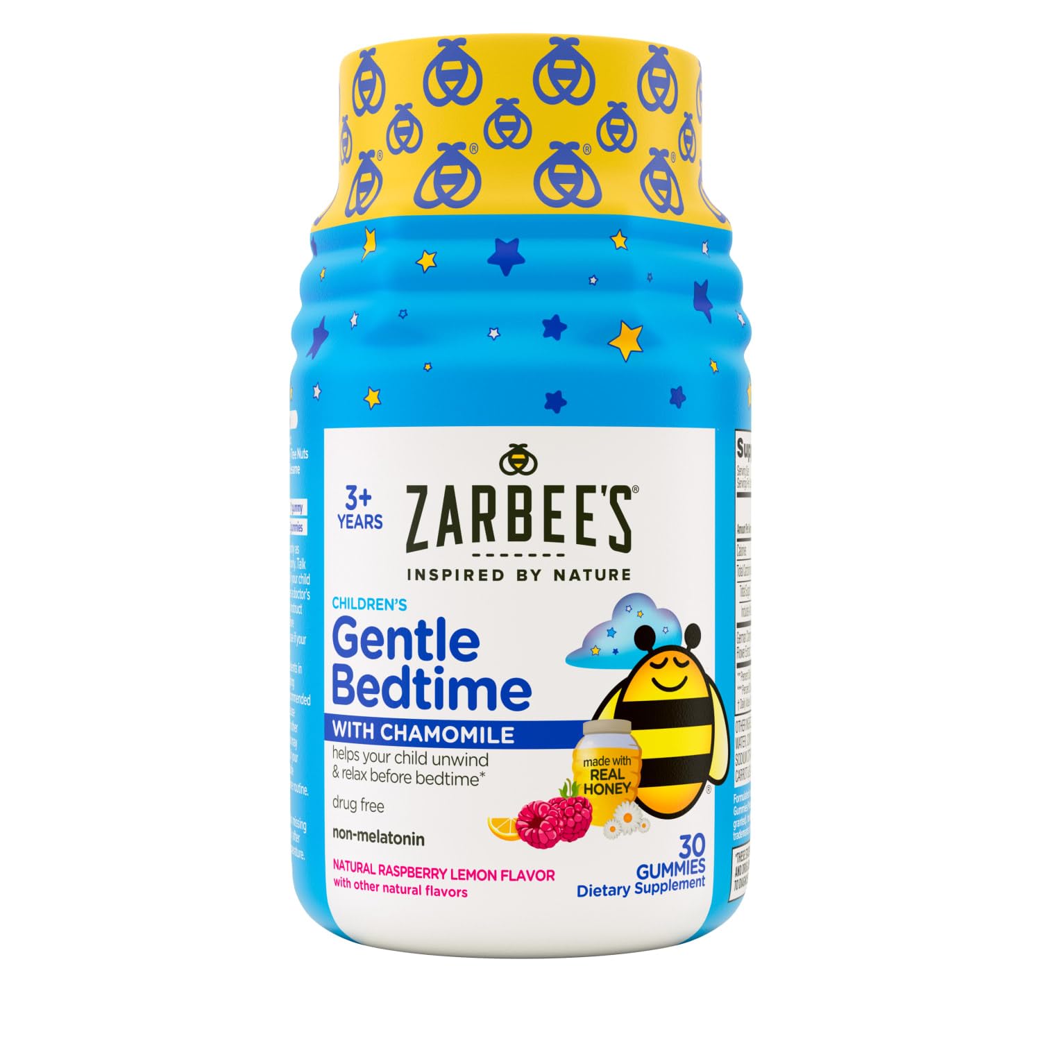 Gentle Bedtime Gummies for Kids - Melatonin-Free Blend of Natural Honey, Raspberry Lemon, and Chamomile Helps Children Unwind and Relax to Prepare for Sleep, 30ct