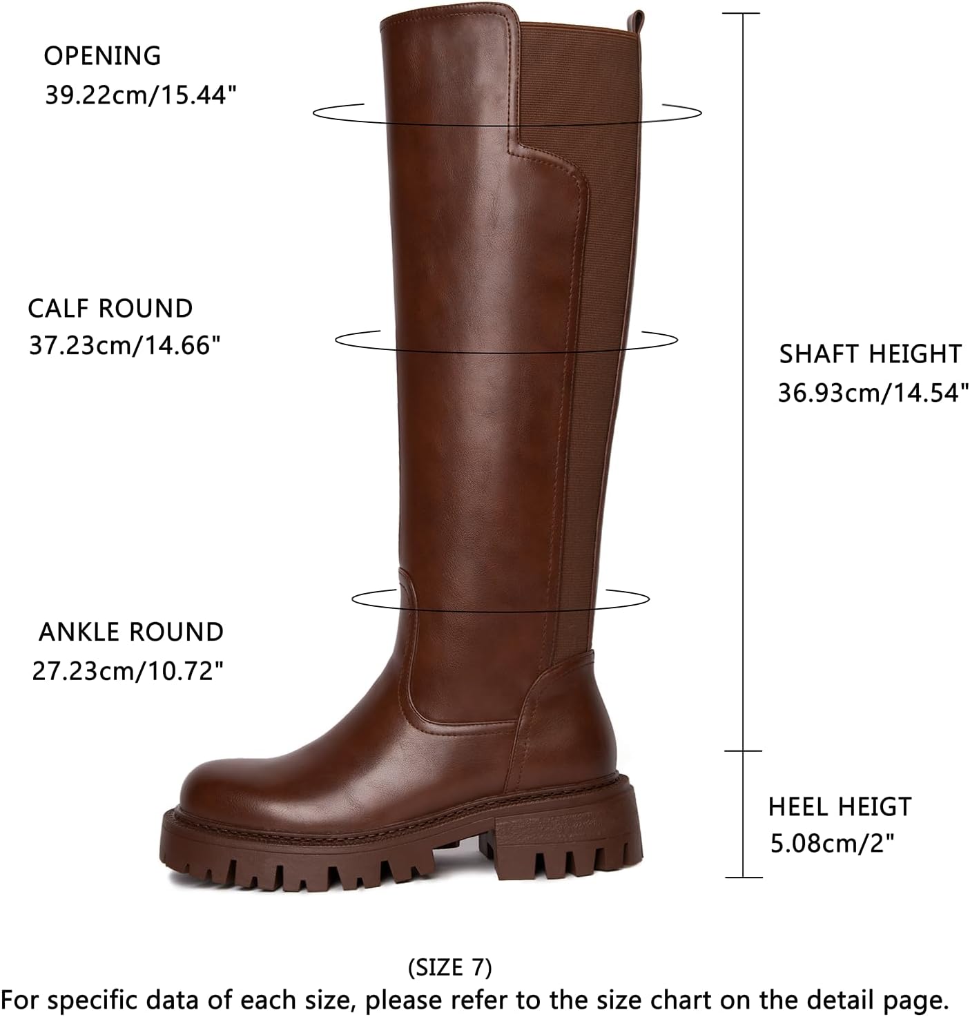 Platform knee high boots women Comfortable Stretch Round Toe Chunky Heel Tall Boots with Side Zip Dress Casual Long Riding Boots - Image 5