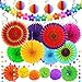 Fennoral 26pz Ventagli di Carta Appesi Decorazione di Festa Multicolore Ventilatori di Carta Pompons Palline a Nido d'Ape Ghirlande Spirale-per Carnival Compleanno Decorazioni Feste Nozze