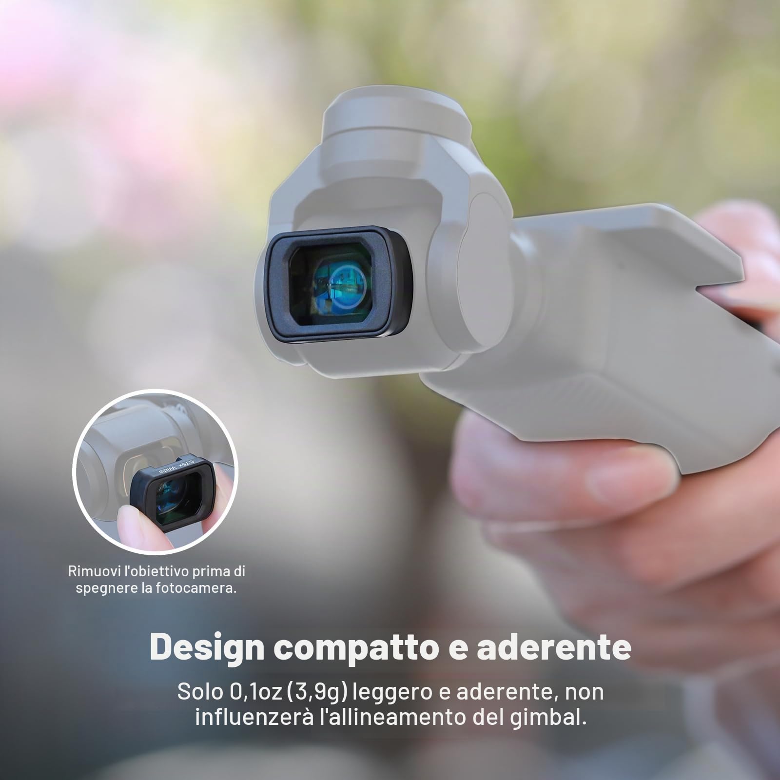 NEEWER Obiettivo Grandangolare 0.75x 108° FOV Compatibile con DJI Osmo Pocket 3 / Pocket 4 / Xtra Muse, Lente Asferica Magnetica HD per Action Camera, LS-45
