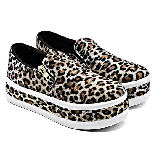 Slip On Feminino Sola Alta Tênis Plataforma Com Zíper Macio Iate Camurça Para Ficar Alta