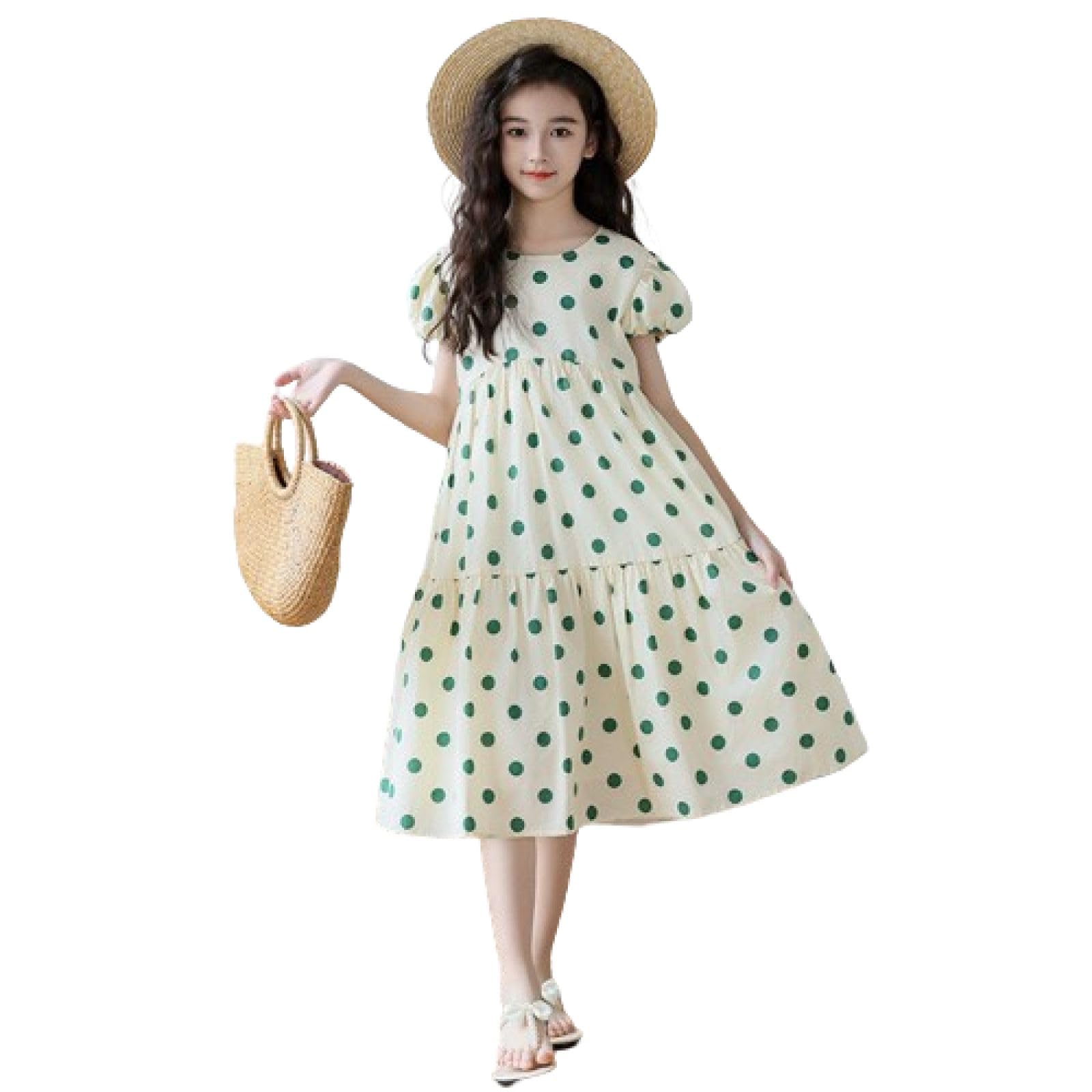 Dziewczęce sukienki w kształcie litery A okrągłe sukienki w stylu casual, imprezowa, dziewczęca letnia sukienka Boho Beach Casual Smocked Maxi sukienki 6-16 lat