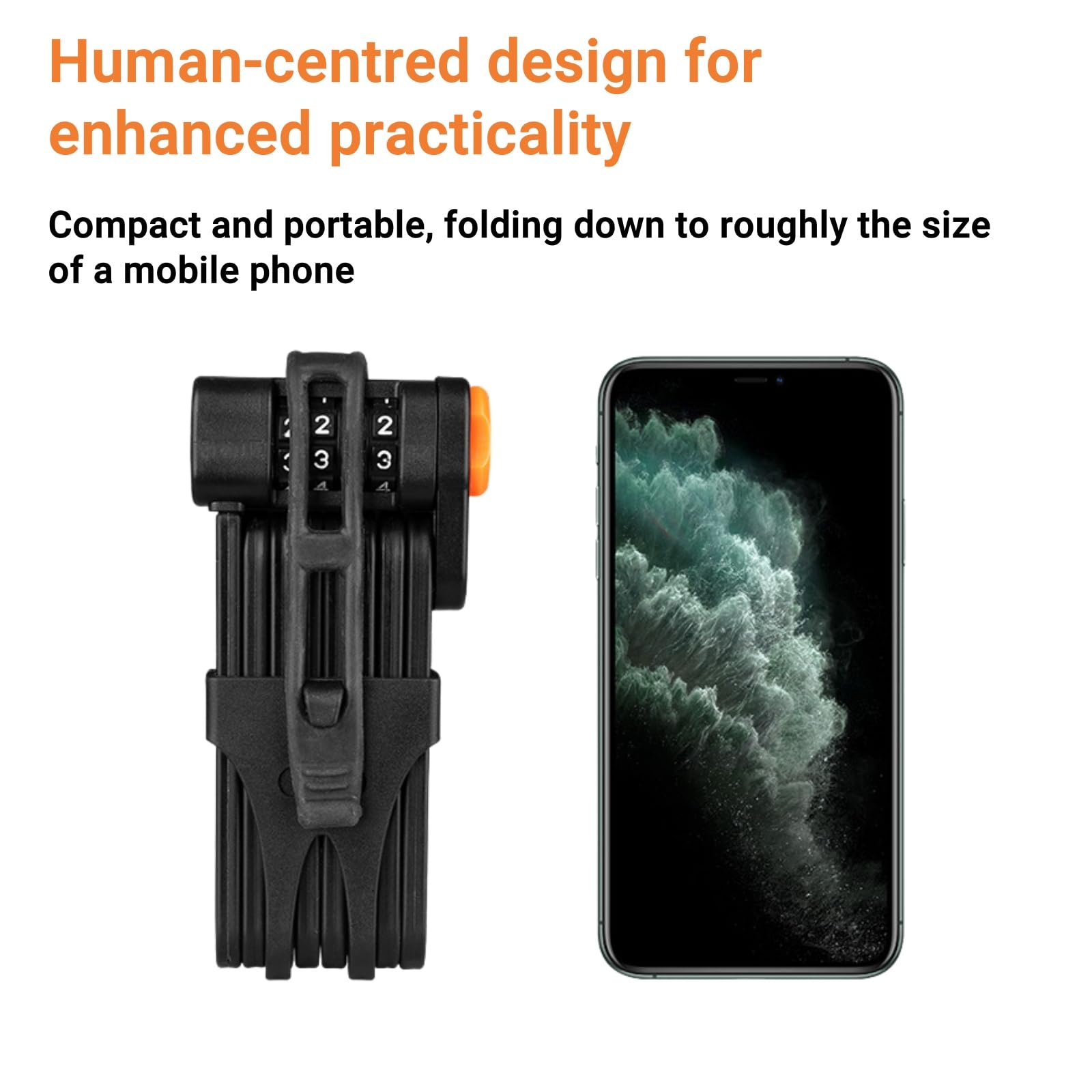 Candado plegable para bicicleta, acero endurecido ligero, mecanismo antipalanca, diseño compacto para bicicletas eléctricas, scooters y bicicletas de carretera