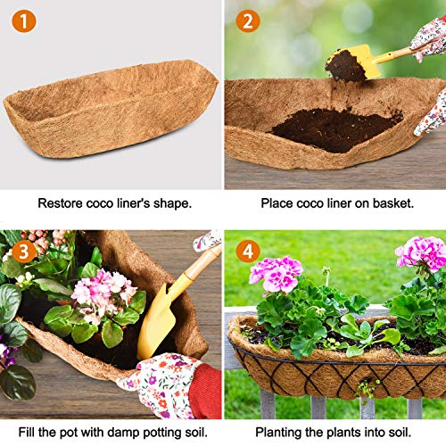 Vumdua 24" Coconut Liners for Planters 2 Pcs Coco Liners for Planters Natural Coconut Coir Liner for Hanging Baskets Coconut Fiber Planter Liner for Window Box Flowers Vegetables - Thumbnail 5