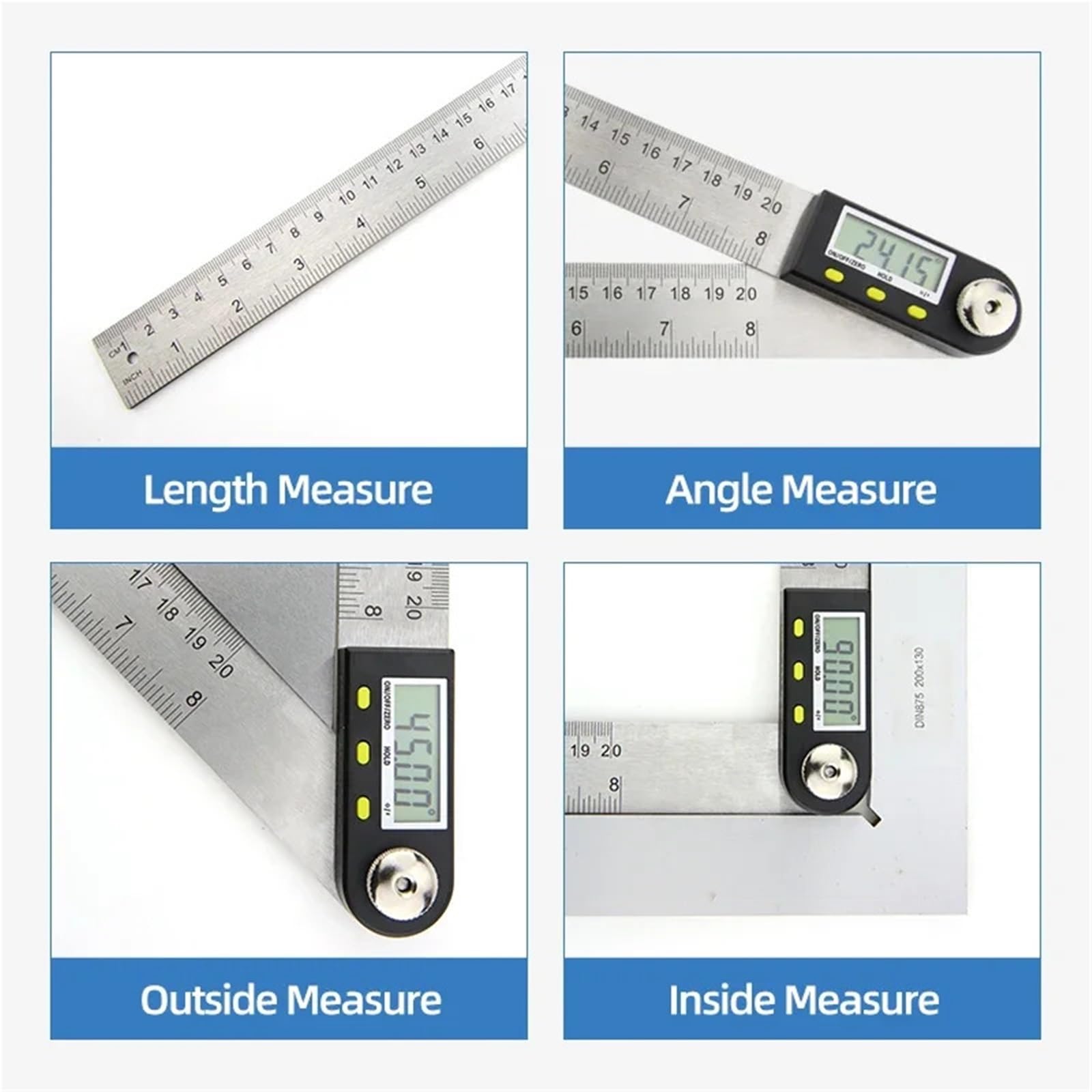Rapporteur d'angle, Goniomètre rapporteur électronique jauge numérique outil de mesure d'angle règle multi-angle outils de travail du bois mètre détecteur d'angle 360(Protractor Blue P3)