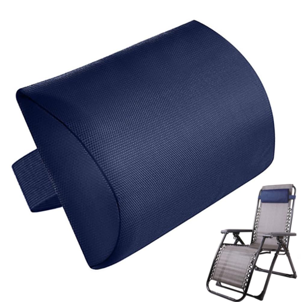 Cuscino per Testa per Sedia a Sdraio, Cuscino Poggiatesta Per Lettino Prendisole, Cuscino Regolabile in Altezza & Ergonomico, Cuscino Universale Con Cinghie per Sedie, Poltrone Reclinabili (Blue)
