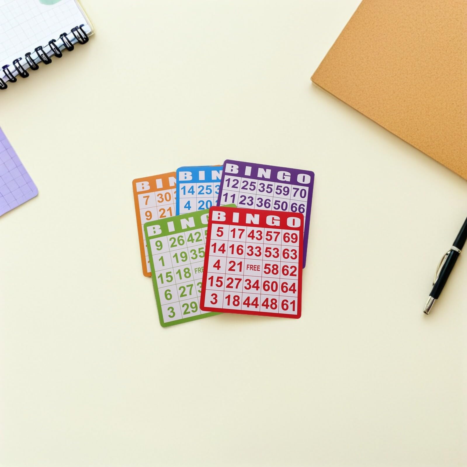 Tarjetas de Bingo Coloridas 100 Piezas de Papel para Juegos