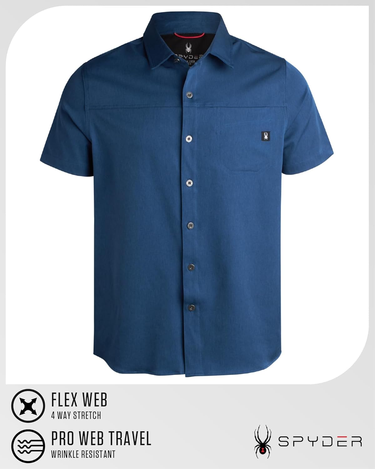 Spyder Mens Short Sleeve Button Down Shirts - Lightweight Stretch Casual Collared Dress Shirts for Men Travel Office Workwear - Image 6