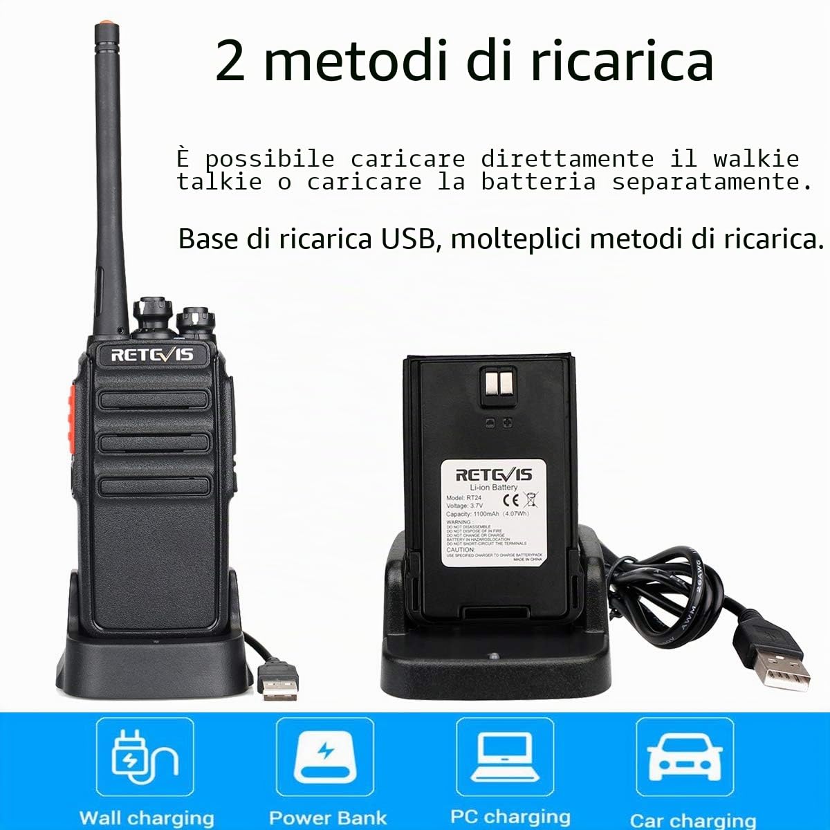 Retevis RT24 Plus Walkie-Talkie Professionali, Ricetrasmittenti PMR446 16 Canali CTCSS/DCS Ricetrasmittenti con Auricolare Walkie Talkie Ricaricabili con USB Base di Ricarica (Nero, 3 coppie)