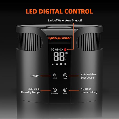 Miniatura 5 de Spider Farmer Humidificador de 16L4.2 galones Salida de 1400 MLH para tienda de cultivo de 2000 pies cuadrados Planta de habitación grande,