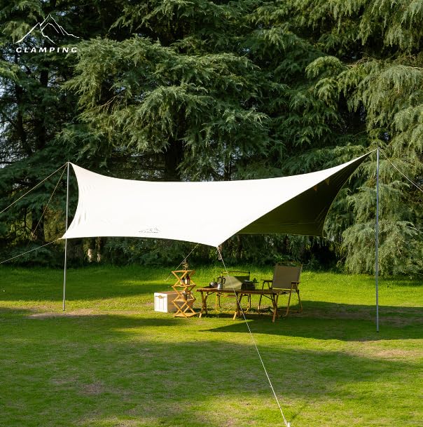 COOLBABY Outdoor Cookery Multi-functional Hexagonal Canopy, Waterproof And sun-proof Camping Tents, Beach sunshade cloth moistureproof mat 19m2 suitable for 6-15 people