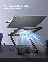 Vista 5 de Soporte ajustable para computadora portátil, elevador plegable de metal, soporte de refrigeración ventilado, soporte ergonómico para computadora