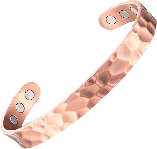 Miniatura 4 de Earth Therapy - Puños minimalistas y martillados - Pulseras magnéticas originales de cobre puro para hombres y mujeres - Ajustable - Ultra resistente