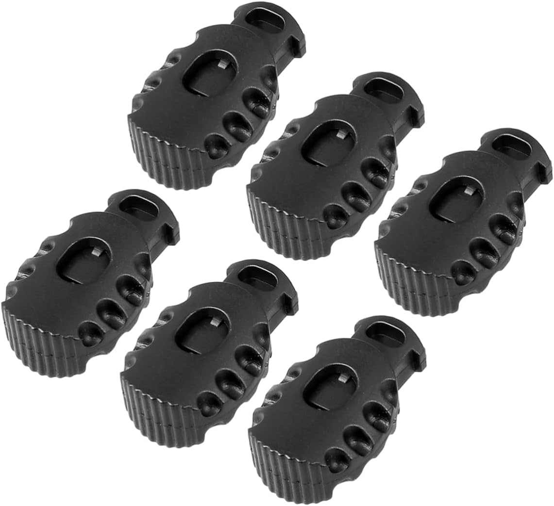 100pcs Elastic Cord Locks Buckle Straps Black for Drawstrings Luggage Lanyard Stopper Spring Fastener Plastic Tactical Accessory