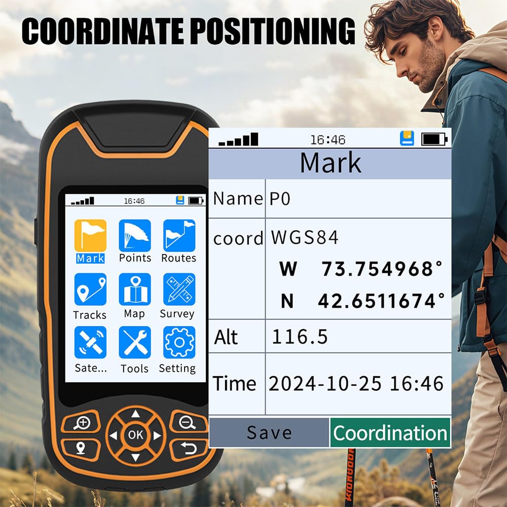 Macchina portatile per rilevamento del terreno, misuratore di terra ad alta precisione da 3,2 pollici, con esportazione dati, posizionamento satellitare, antiurto e a prova di caduta, per escursioni
