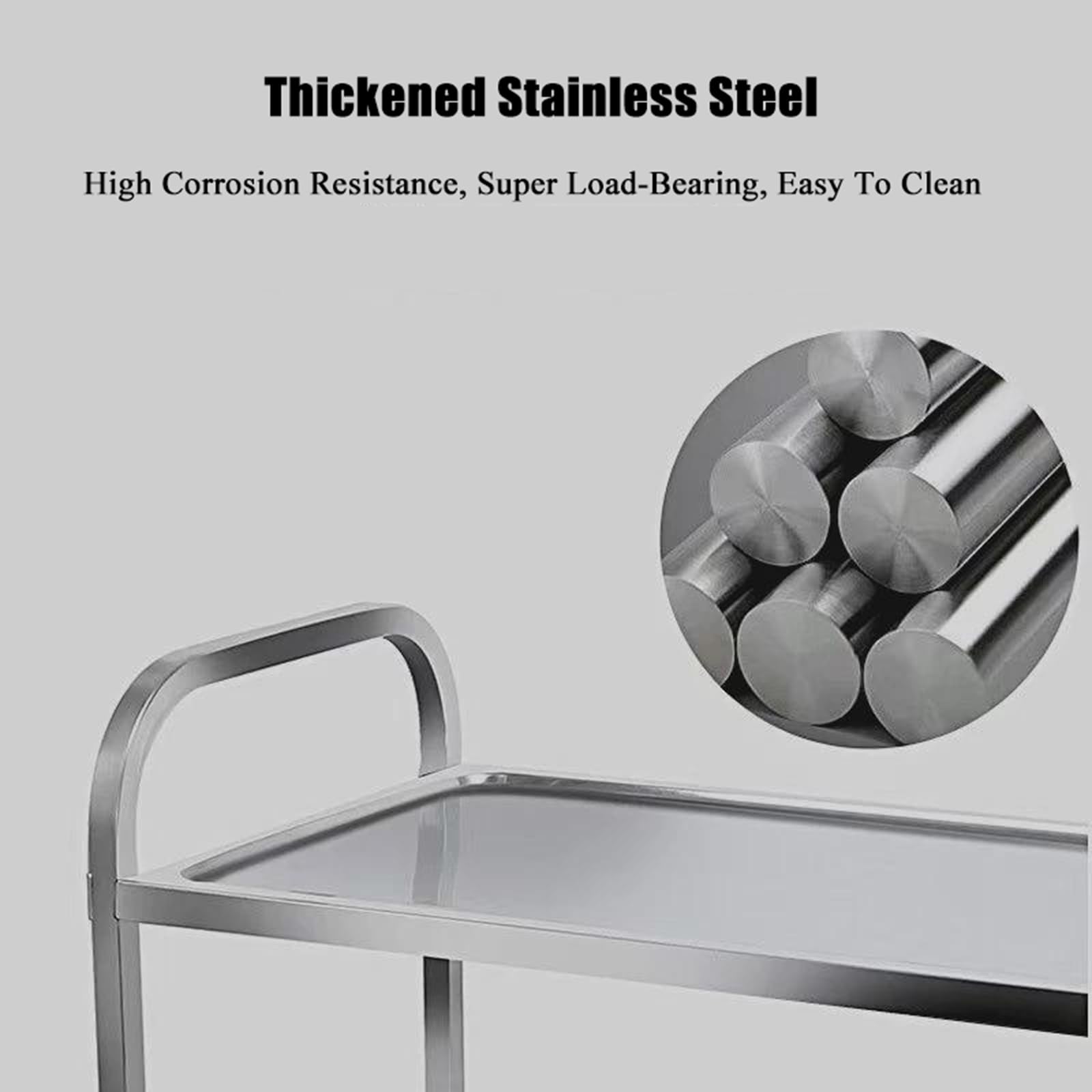 Carrello da catering a 3 livelli in acciaio inox con ruote, carrello multiuso per cucina, casa, ristorante, carrello da portata (950 x 500 x 950 mm)