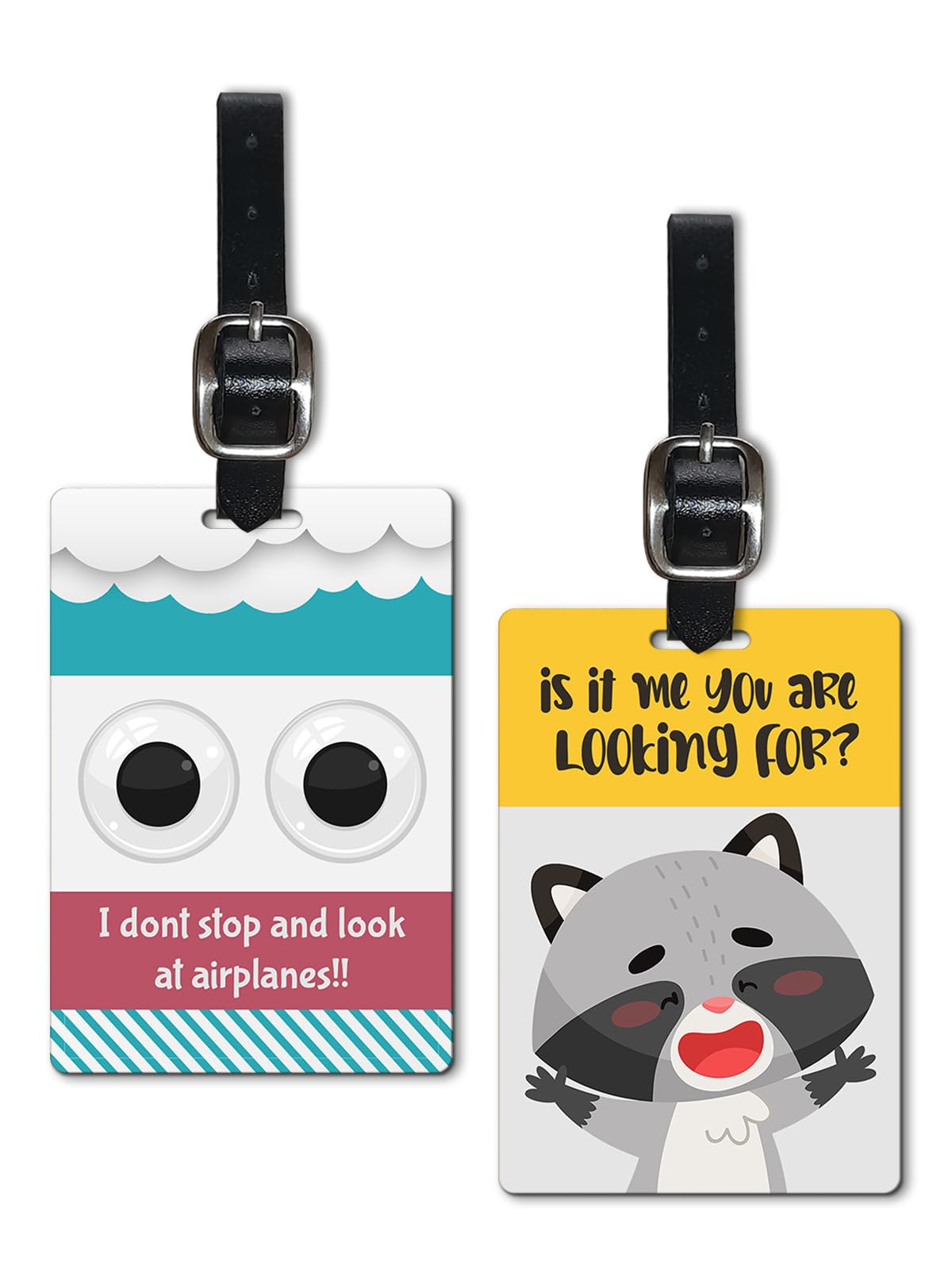 Lentikart 3D Lenticular Luggage Tag Set of 2 | Look at Sky + Racoon Funny Quote | Luggage/Bag/Travel ID Label Tags for Suitcase & School Bags-image-35