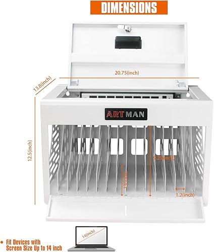 Miniatura 2 de Leavader Carro de carga para 16 dispositivos, gabinete portátil de carga y almacenamiento para iPads, tabletas, Chromebooks y computadoras