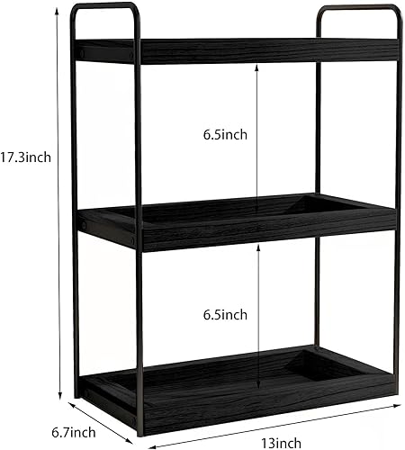 Miniatura 3 de Dorhors Organizador de encimera de baño de 3 niveles, estante de almacenamiento de baño, bandeja de mostrador y organizador de tocador (negro)