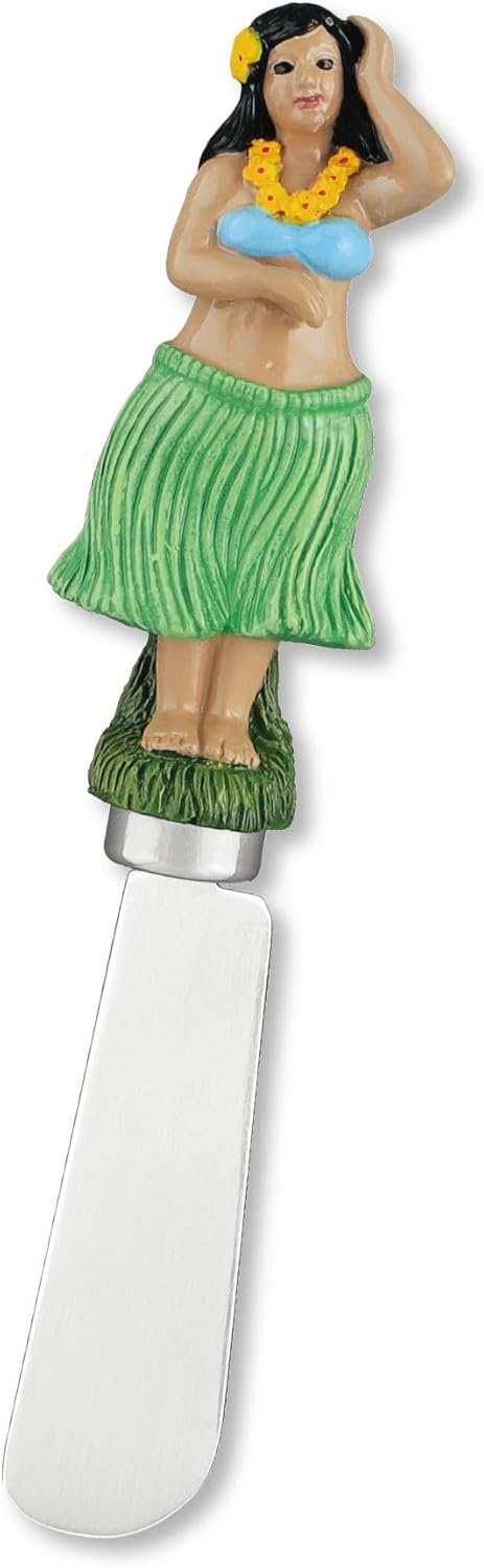 Supreme Housewares Island Dancer Cheese Spreaders, Hand-Painted Resin Handles with Stainless Steel Blades for Spreading Cream Cheese, Butter, and Jam, Assorted Designs, Set of 4