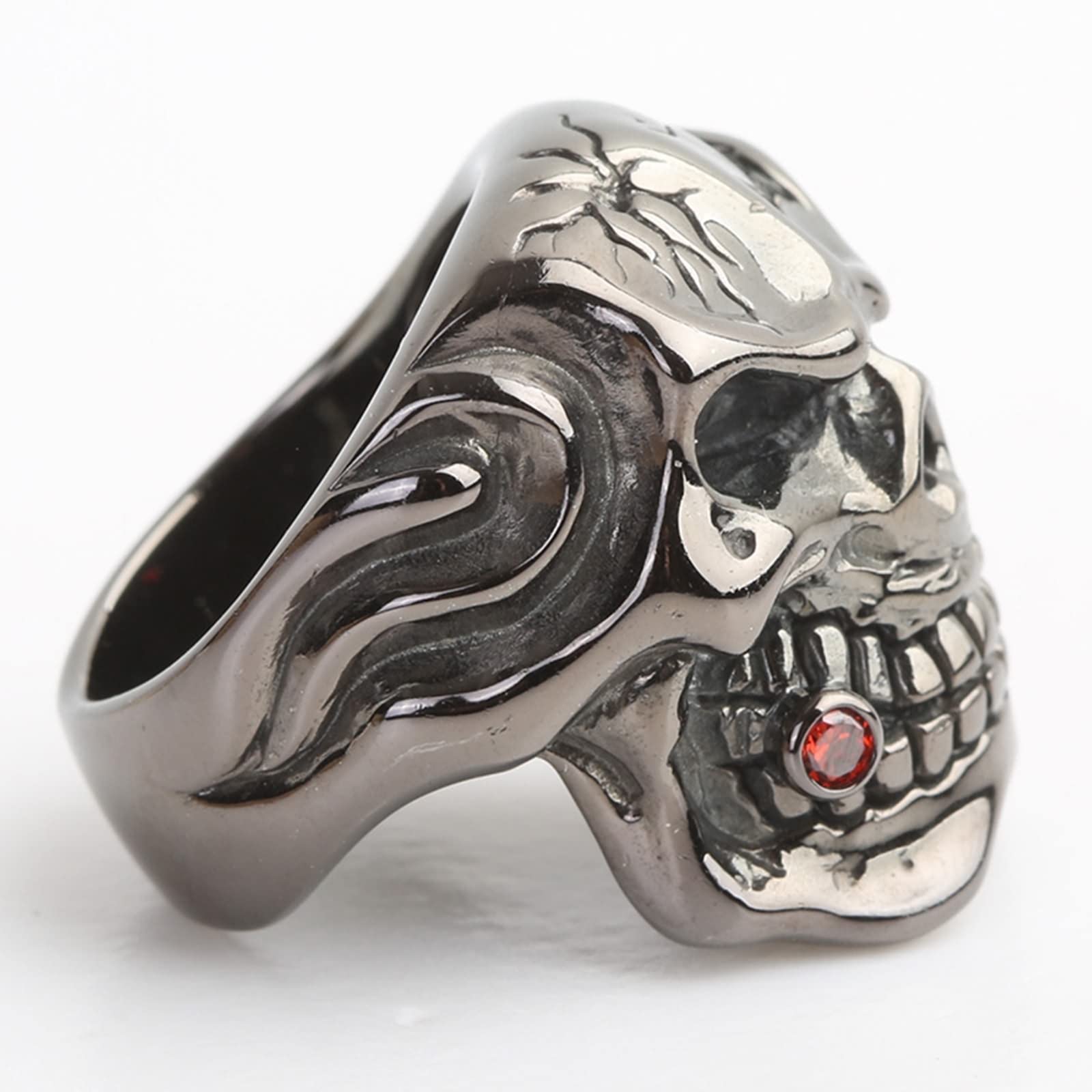 Beydodo Ring Silber 925 Herren, Ring Personalisiert Totenkopf mit Rot Zirkonia Freundschaftsring Silber Ring Männer Große 54-65