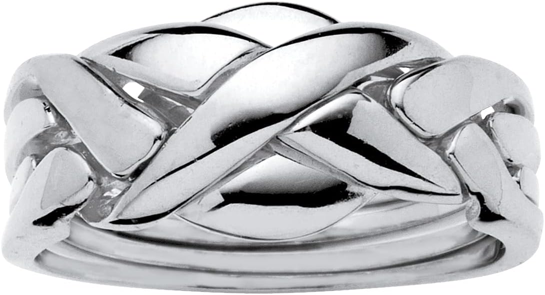 Palm Beach Jewelry Platinum Plated Commitment Symbol Puzzle Ring