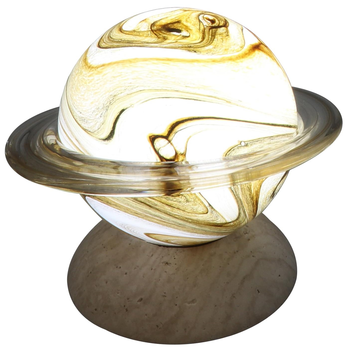 Shudehill Giftware Cosmos Planet Glass LED Lamp Amber Green Blue (H: 18 x W: 22.5 x D: 22.5 in cm) (Amber (Height: 18 x Width: 22.5 x Depth: 22.5 in cm))