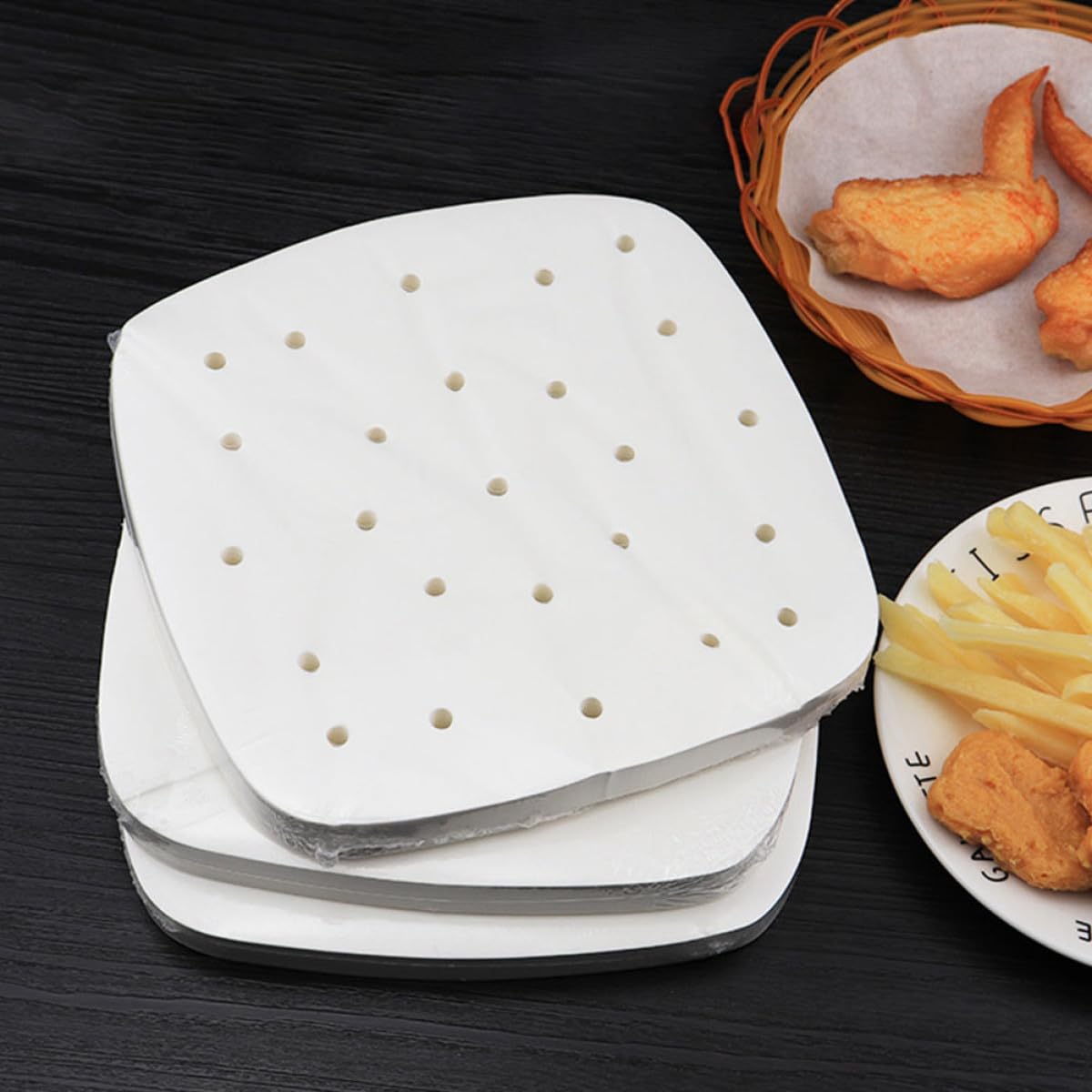 IMIKEYA 400stücke Backpapier für Heißluftfritteusen Antihaftbeschichtetes Backpapier Backzubehör für Heißluftfritteusen Umweltfreundliches