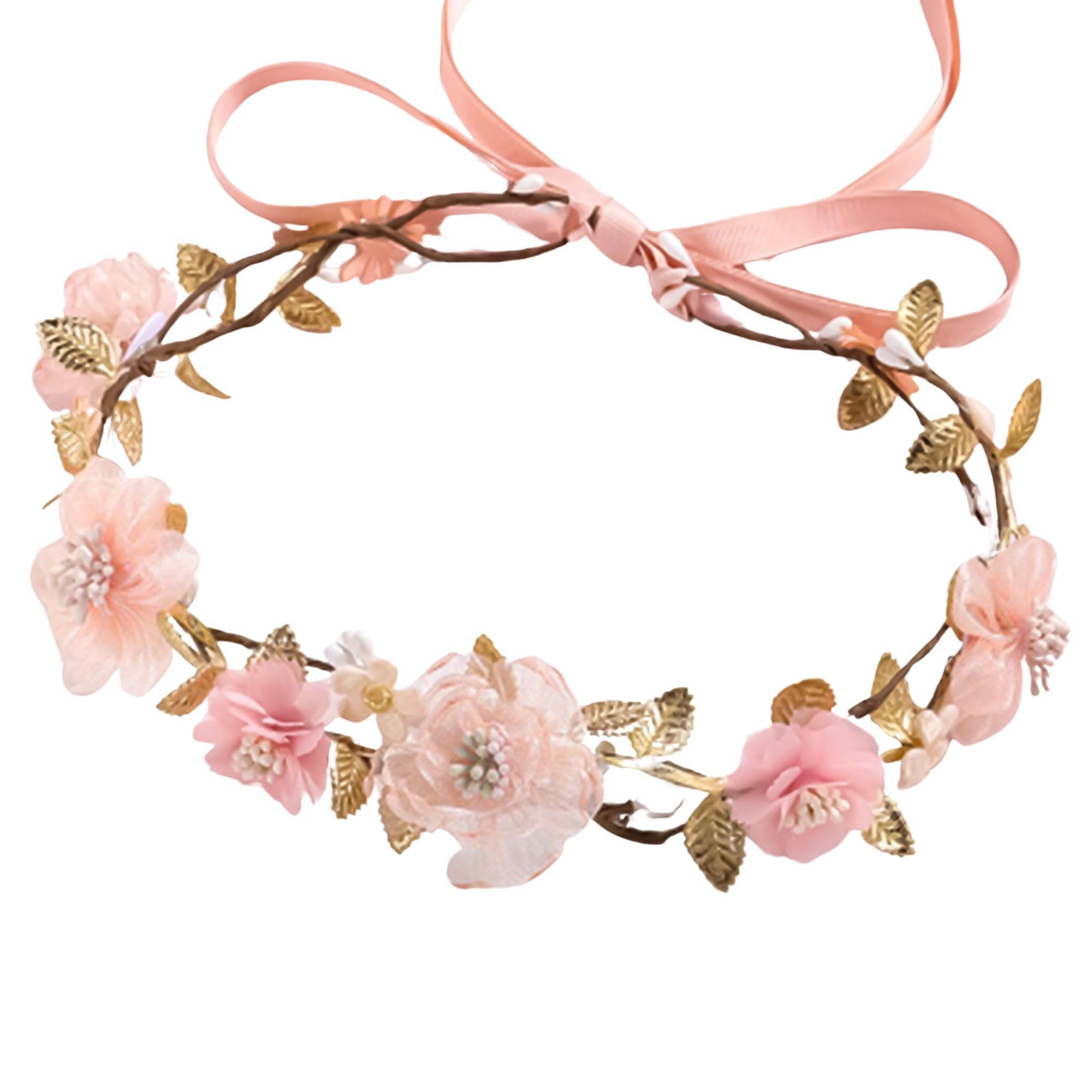 Pink Flower Crown Headband, Fairy Floral Headpiece for Women