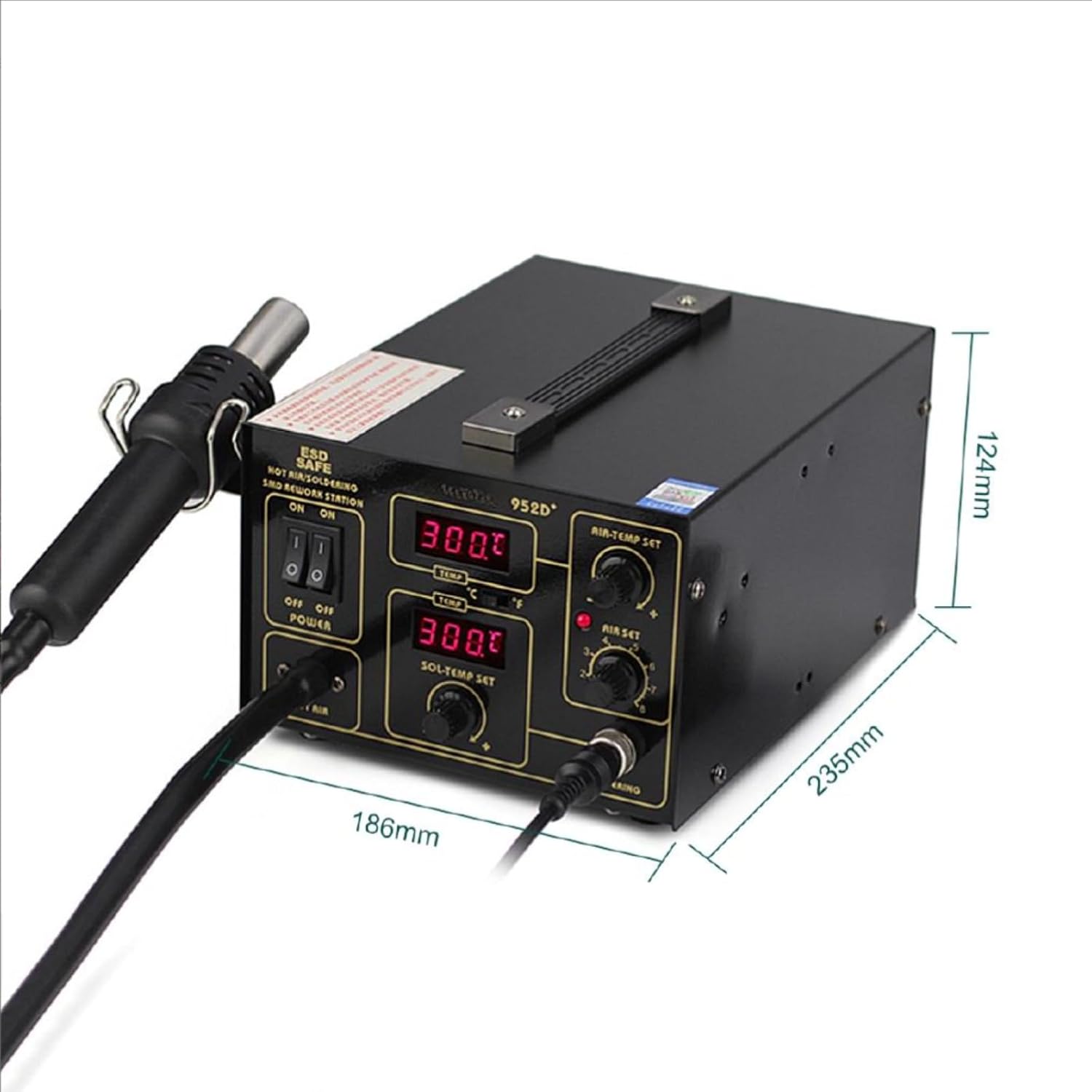 Dimensions of the TOOLTOP 952D+ Soldering Station