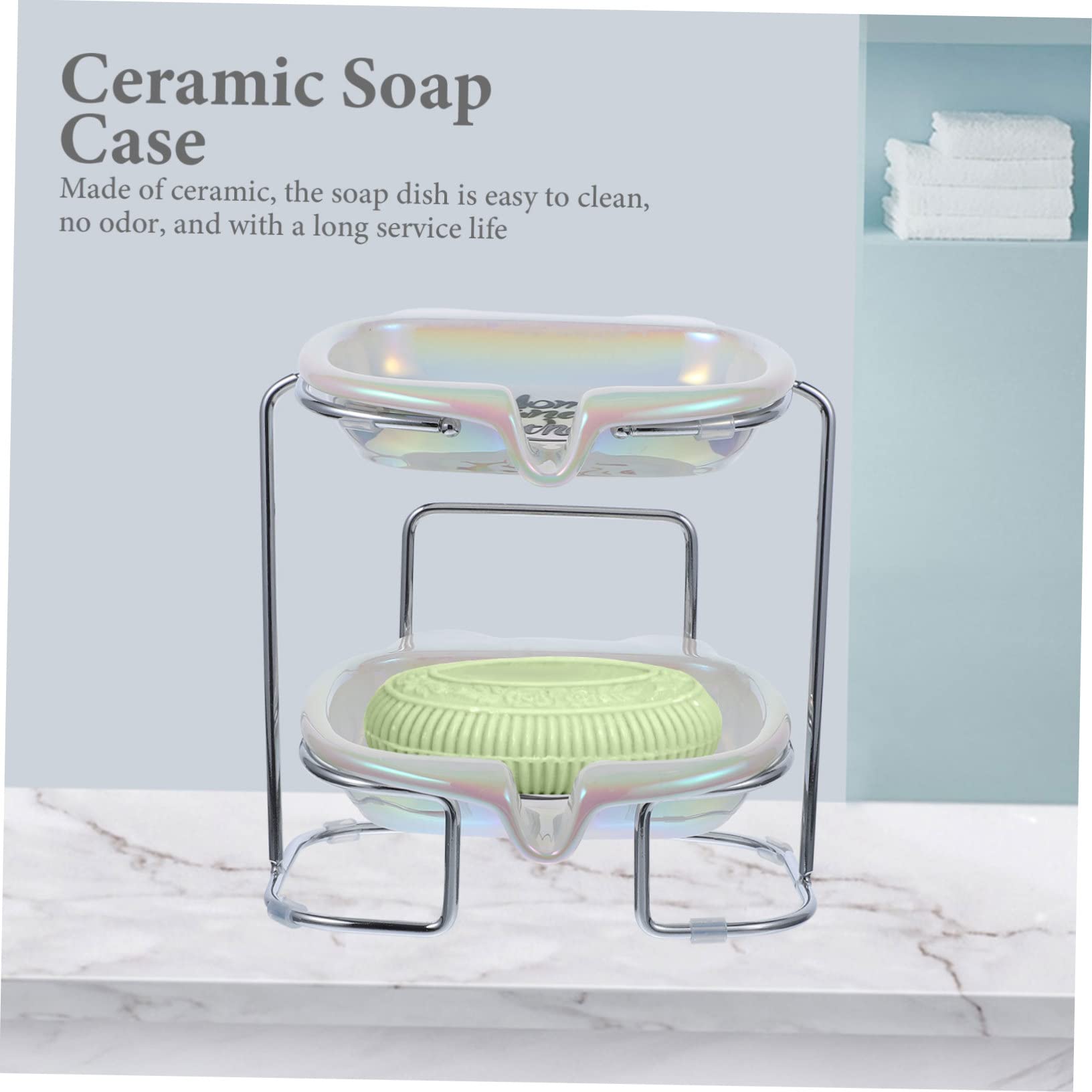 1juego Jabonera De Cerámica con Drenaje Forma De Cabeza De Oso Soporte Elegante para Jabón Diseño Moderno y Atractivo para Baño como De Inauguración