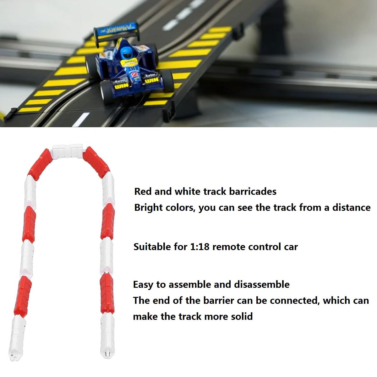 Kiuiom Barriera per Auto RC,Barriera per Pista da Corsa alla Deriva RC,Drift Accessori per Auto Telecomandati 120PC Barriera Stradale Fai-da-te Blocchi Stradali RC Pista di Deriva Auto RC Accessori