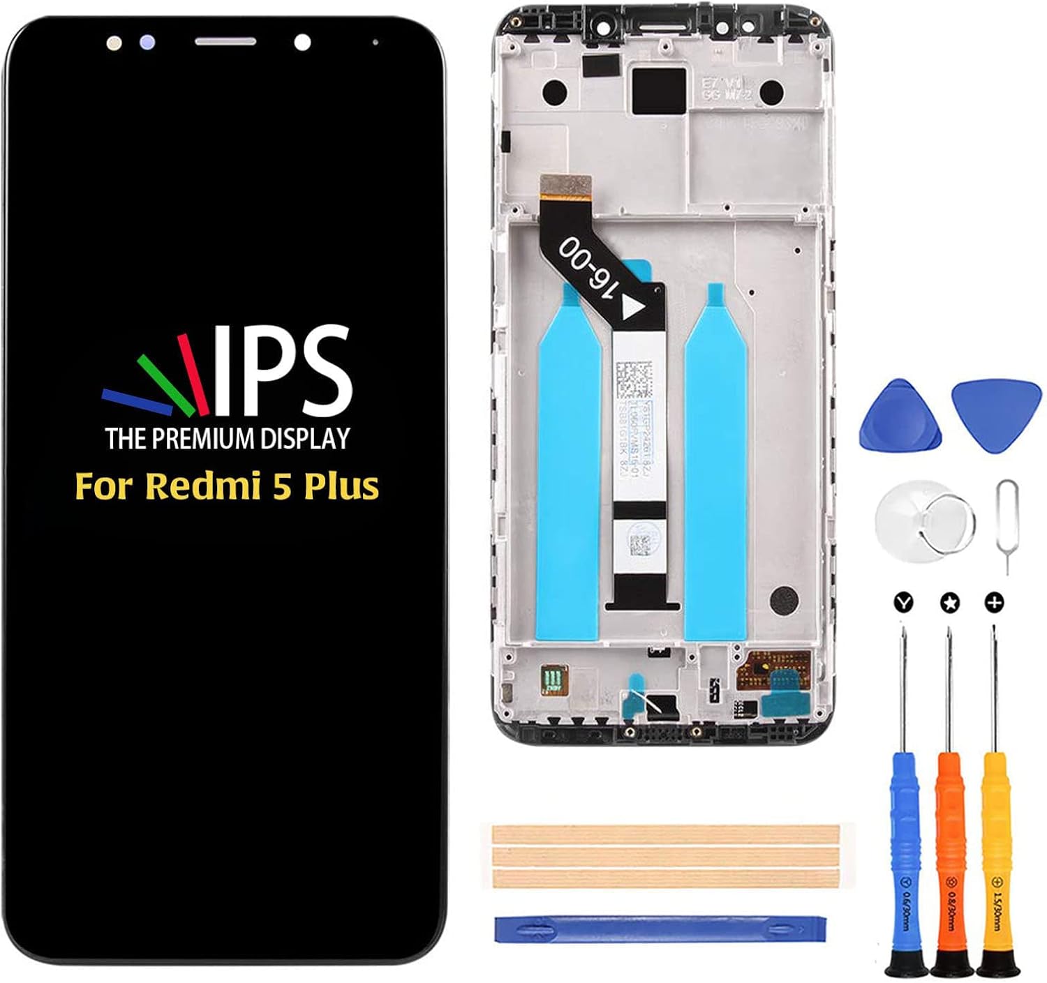 Compatible with Xiaomi Redmi 5 Plus LCD Display Screen Replacement,for Redmi 5 Plus 5.99'' Display LCD Panel Repair Parts Kit,with Tempered Glass+Tools (White No Frame)