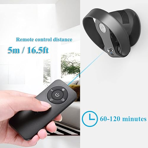 Miniatura 5 de Ventilador montado en la pared de 14 pulgadas, ventilador oscilante sin aspas de 3 velocidades con control remoto, sin hojas, oscilante de 90,